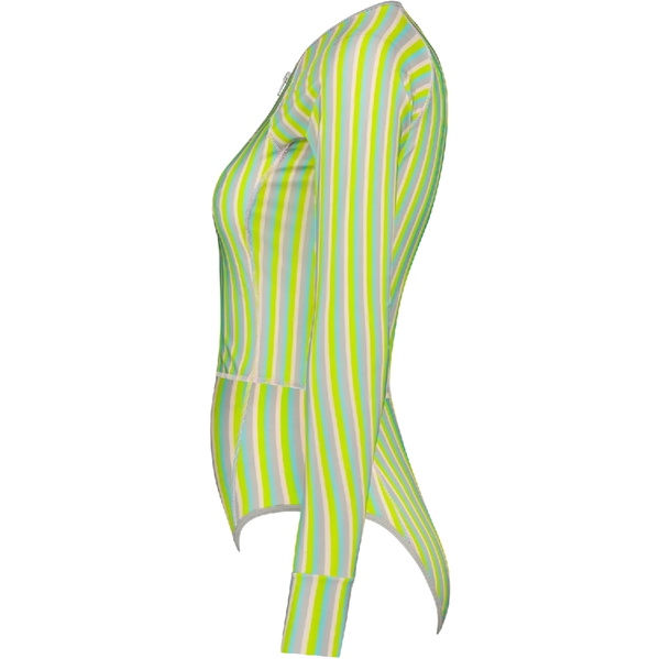 2025 Wallien Womens One Piece Long Sleeve Front Zip Swimsuit 102001 - Multi Color Stripe